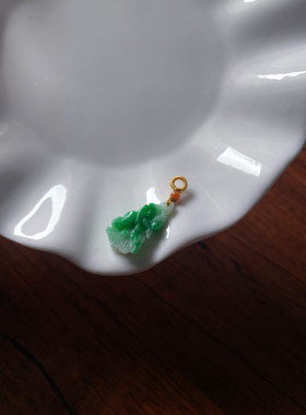 天然翡翠A货招财飘绿小如意白菜遇百生财锁骨链吊坠包手机链挂件