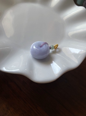 天然A货翡翠浅飘紫圆鼓平安扣吊坠胖厚装面包扣财源滚滚挂件配饰