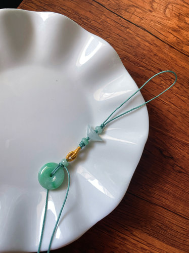 翡翠元宝葫芦半成品手机链挂绳编绳配件挂饰吊坠手工编织挂件绳子