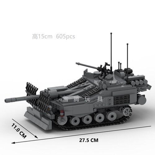 中国moc军事系列冷战瑞典STRV103B主战坦克战争武器积木玩具灰色