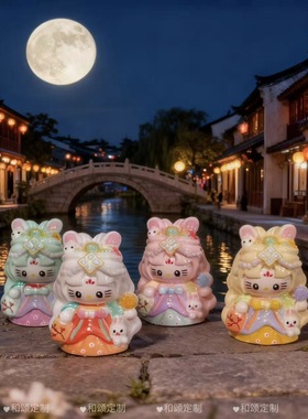 定制立体嫦娥kt卡通diy手工奶油胶钥匙扣包挂树脂配件装饰品摆件