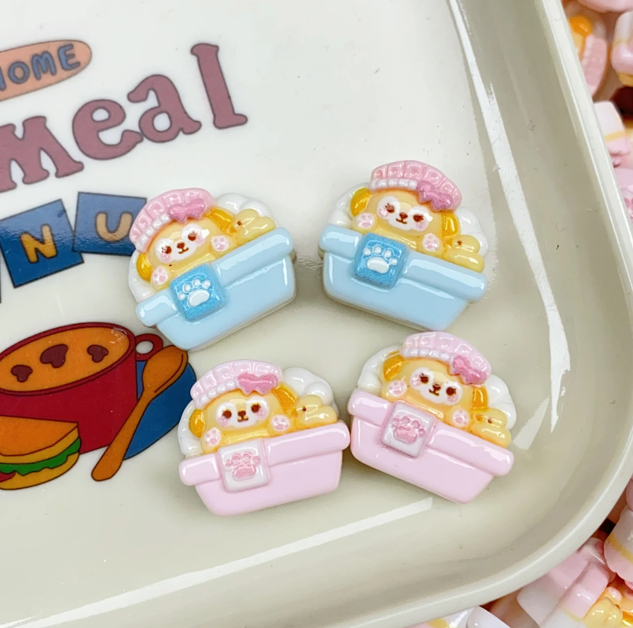 饼饼泡泡浴diy奶油胶手机壳卡通可爱树脂配件手工发夹钥匙扣饰品