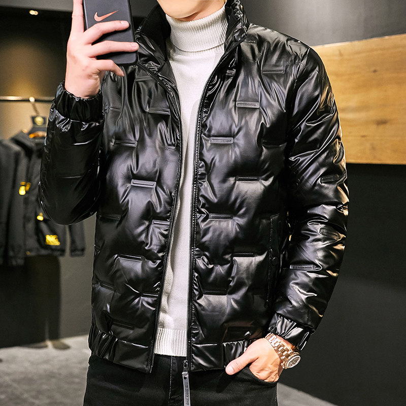 4002-3主推羽绒服男英伦店主风冬季亮面短款羽绒服Y88图片