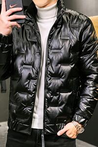 4002-3主推羽绒服男英伦店主风冬季亮面短款羽绒服Y88图片