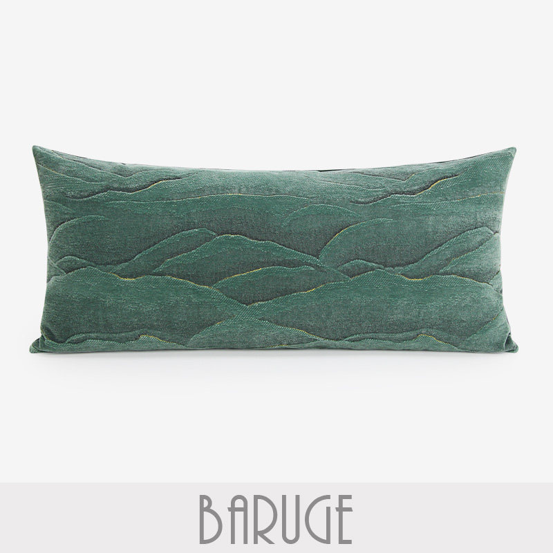 新中式绿色长枕中式割绒腰枕长条枕沙发靠垫床头可定制样板间靠包,居家布艺,腰靠垫,淘宝优惠券,粉丝福利购,淘宝优惠卷