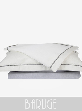 样板间现代白色机理主次卧床上用品四件套别墅床品多件套  布瑞格