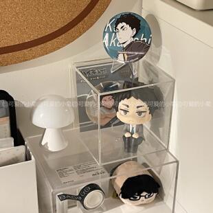 桌面透明收纳盒lookup公仔展示盒盲盒手办防尘盒便签卡片翻盖盒