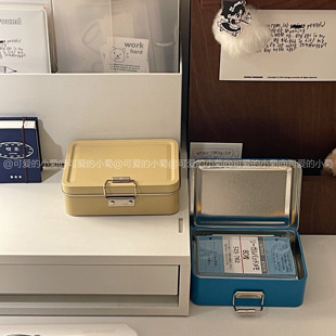 彩色翻盖小铁盒印章贴纸收纳盒吧唧小物件置物盒便签整理分类小盒
