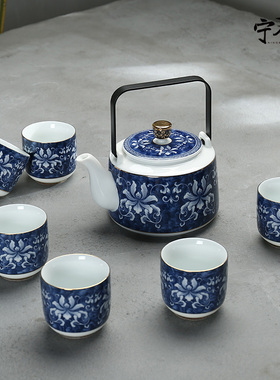 宁不凡茶具套装家用茶杯茶壶锦上添花提梁壶带过滤陶瓷功夫茶具套