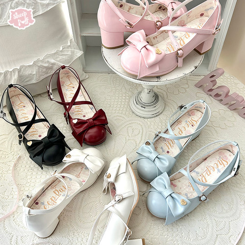 【定金】翻糖小姐 绵羊泡芙Lolita百搭优雅交叉扣中低跟单鞋