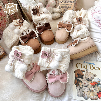 【现货】堆堆熊1.0 绵羊泡芙原创lo鞋袜套保暖秋冬可爱百搭雪地靴