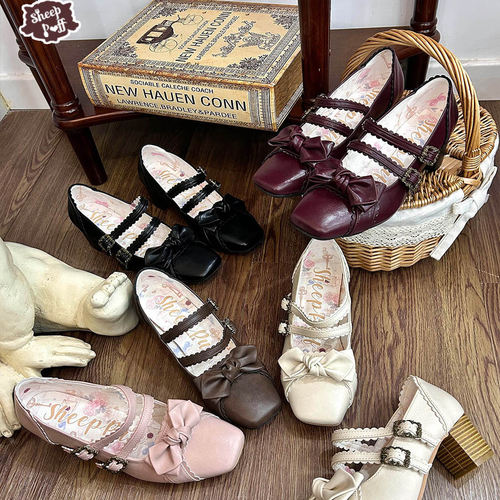 【现货】有点方2.0 绵羊泡芙Lolita方头优雅复古中跟单鞋