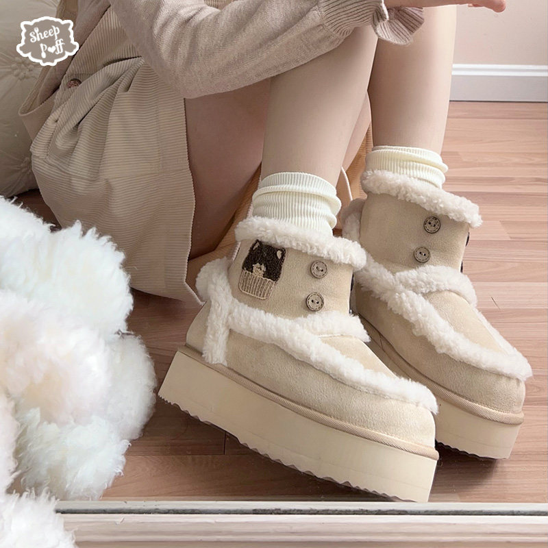 【现货】熊熊麦芬 绵羊泡芙Lolita冬加绒可爱低帮保暖雪地靴,模玩/动漫/周边/娃圈三坑/桌游,lolita洛丽塔鞋类,淘宝优惠券,粉丝福利购,淘宝优惠卷
