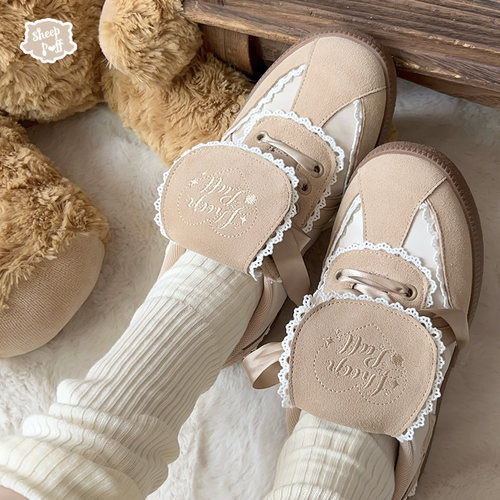 【现货】蕾丝德训 绵羊泡芙Lolita时尚休闲百搭少女复古运动鞋