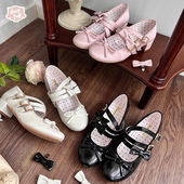 绵羊泡芙Lolita三扣蝴蝶结可拆优雅中跟单鞋 艾琳娜 现货