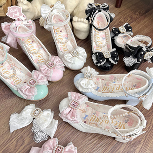 【现货三团】香香公主 绵羊泡芙Lolita蝴蝶结低中跟珍珠玛丽珍