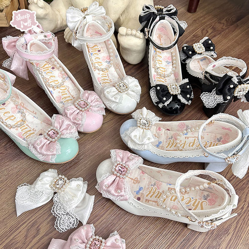 【现货三团】香香公主 绵羊泡芙Lolita蝴蝶结低中跟珍珠玛丽珍