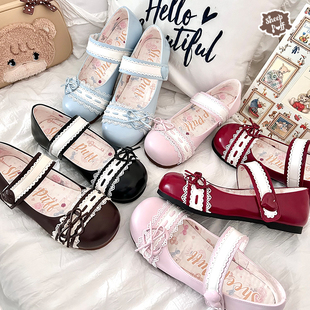 【现货】古早心结 绵羊泡芙 Lolita平底软底舒适小皮鞋