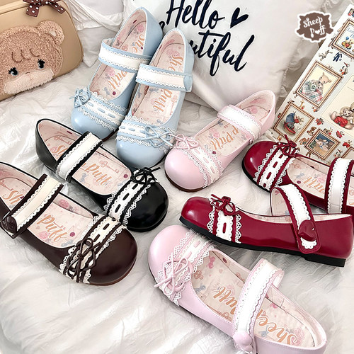 【现货】古早心结 绵羊泡芙 Lolita平底软底舒适小皮鞋