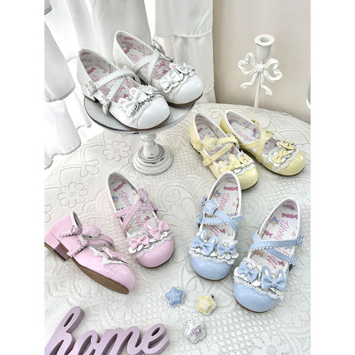 【收藏过600开】恋恋兔 绵羊泡芙Lolita星星鞋夹蕾丝兔耳单鞋