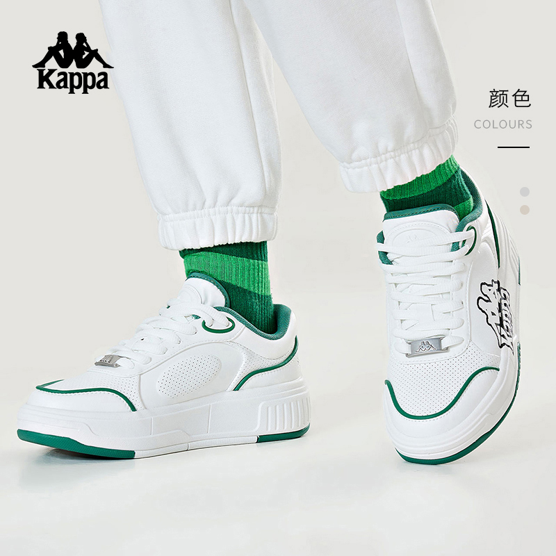 Kappa卡帕板鞋2024新款女撞色皮面休闲运动鞋厚底小白鞋K0E25CC80 运动鞋new 板鞋 原图主图
