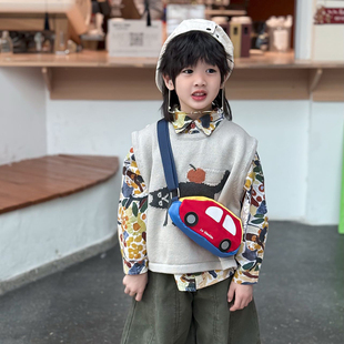 帅气小男孩包包新款卡通小汽车斜挎包洋气宝宝单肩包外出零钱包潮