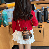 网红儿童包包2025新款 复古女童手提包洋气小女孩斜挎水桶包潮 时尚