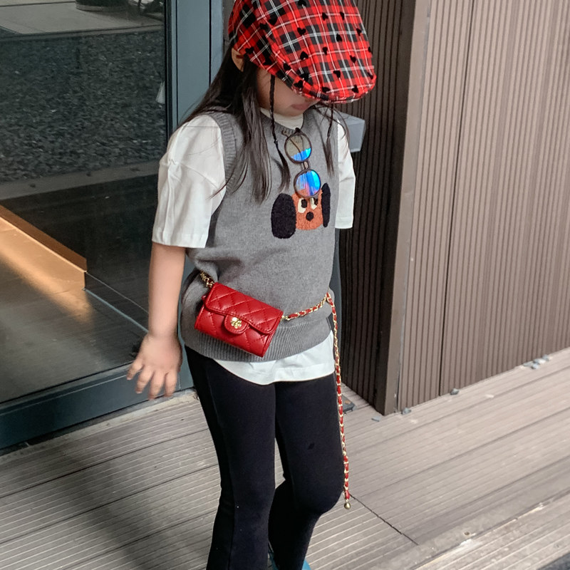 韩版儿童包包新款洋气小香风菱格链条斜挎包美爆女童腰包零钱包潮