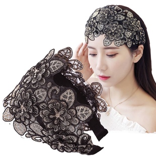 韩国宽边遮白发发箍蕾丝显脸小的发卡发饰民族风刺绣头箍发带头饰