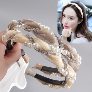 韩国带钻发箍水钻发带高档细边防滑镶钻简约压发带齿发卡发饰