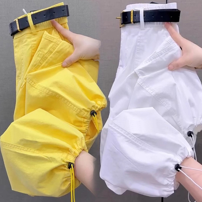 2025夏季新款纯棉九分工装裤