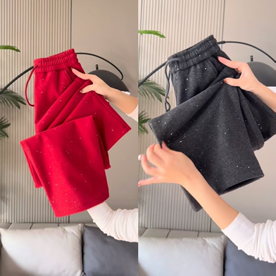 2025冬季灯芯绒显瘦直筒运动裤