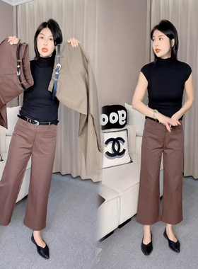 2025秋季新款法棍裤百搭宽松显瘦九分裤女士直筒九分裤气质西装裤