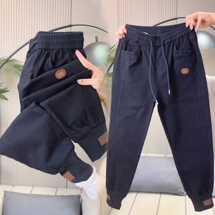 2025秋冬新款纯棉水洗牛仔裤女显瘦休闲裤束脚高腰哈伦裤子女士