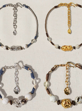 董洁同款溯型编绳项链手链套装女