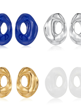 张小斐同款风穴大号简约耳钉女小众设计气质百搭S925银针珐琅耳环