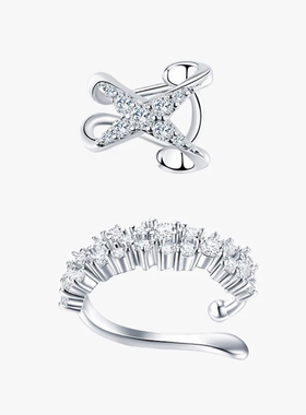 张靓颖喻言同款闪钻碎冰耳夹+X未知数耳骨夹耳钉2025新款百搭耳饰