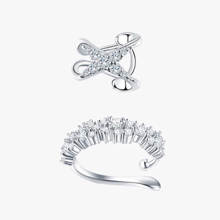 张靓颖喻言同款闪钻碎冰耳夹+X未知数耳骨夹耳钉2026新款百搭耳饰