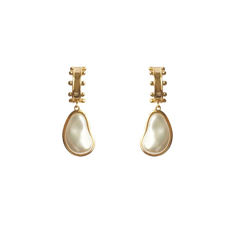 蔡卓妍明星同款云朵珍珠吊坠耳环女2025新款小众设计法式复古耳饰