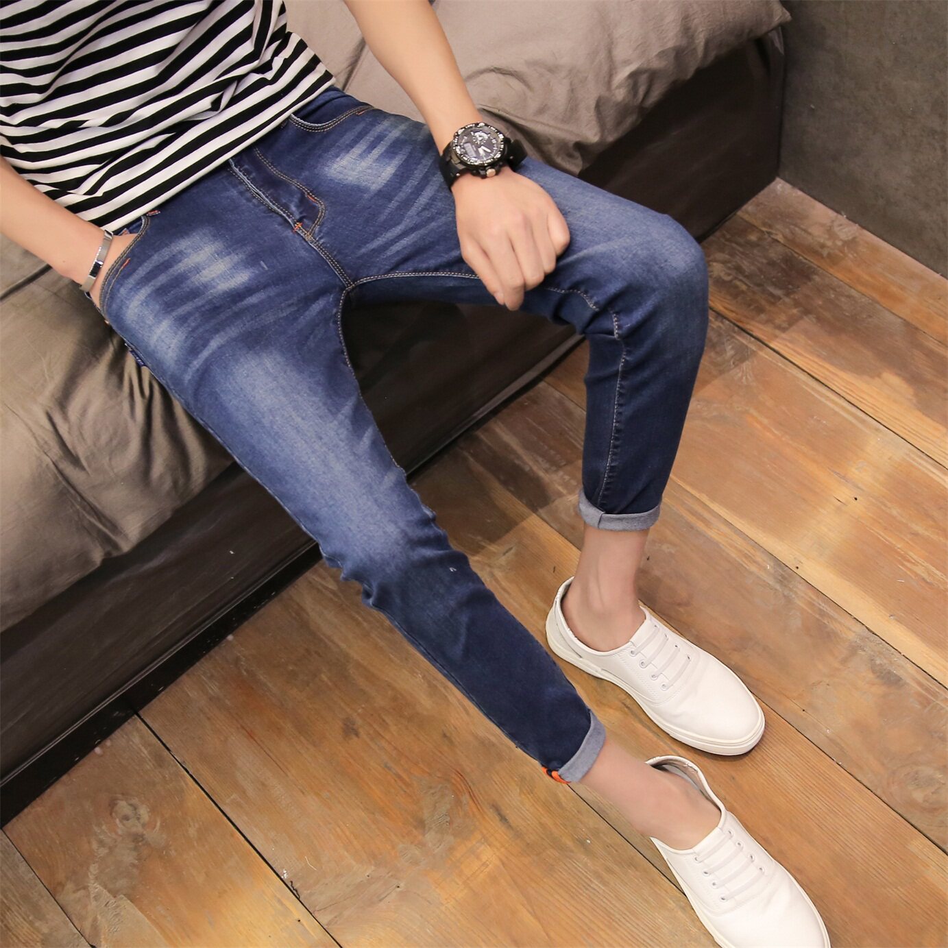 Jeans pour adolescent pieds Slim pour été - Ref 1463461 Image 1