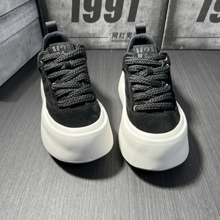 2025新款 时尚 休闲鞋 鞋 男潮鞋 春秋季 皮面潮流黑色男生增高鞋 子男鞋