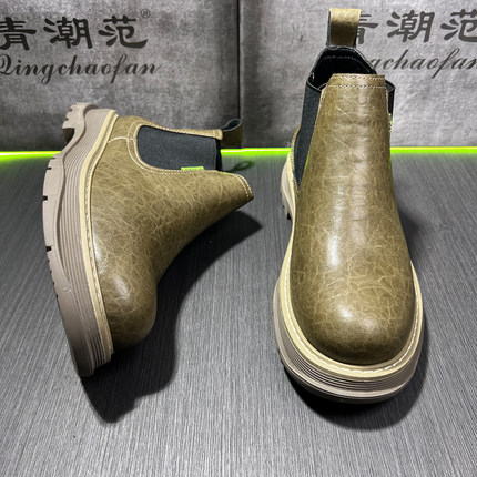 青潮范厚底马丁靴男秋季增高切尔西靴英伦风潮流短靴