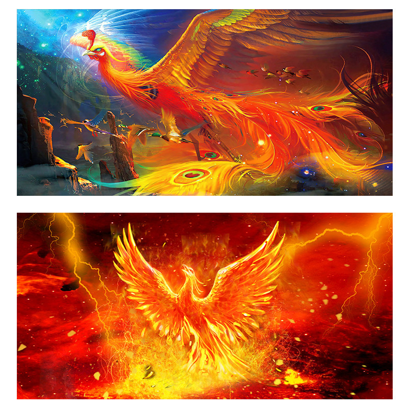 凤凰图挂画神鸟涅槃重生装饰壁画百鸟朝凤孔雀客厅沙发入户墙画
