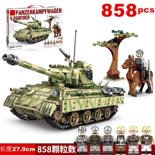 积木玩具军事战车模型