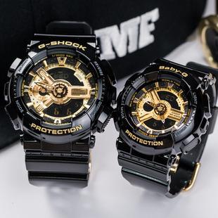 Casio卡西欧学生防水运动电子表 110GB 110黑金手表情侣