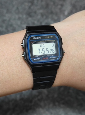 Casio 卡西欧YOUTH小方块经典复古树脂表带防水石英男表F91W-1