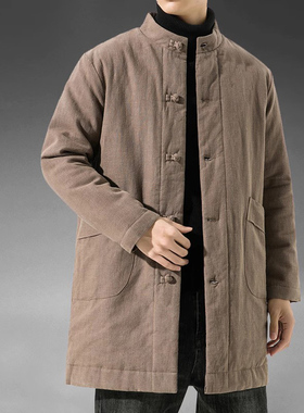 男装纸样F805冬中长款中式立领加厚棉衣外套服装裁剪图纸裁衣纸板