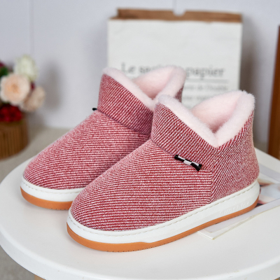 厚底防滑冬季一脚蹬棉鞋包跟男女居家外穿带后跟加绒加厚棉拖鞋