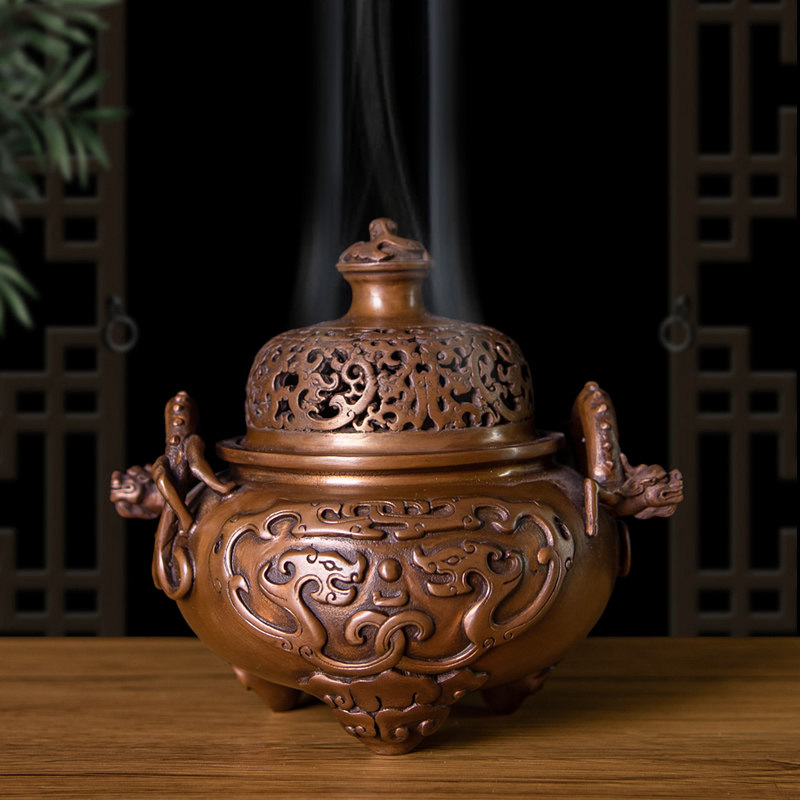铜德堂 紫铜螭龙纹兽耳三足宣德炉摆件 客厅茶室室内家用香道用品,家居饰品,香薰炉,淘宝优惠券,粉丝福利购,淘宝优惠卷