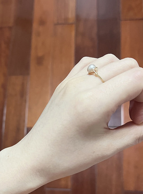 女进口包金温柔风戒指天然珍珠